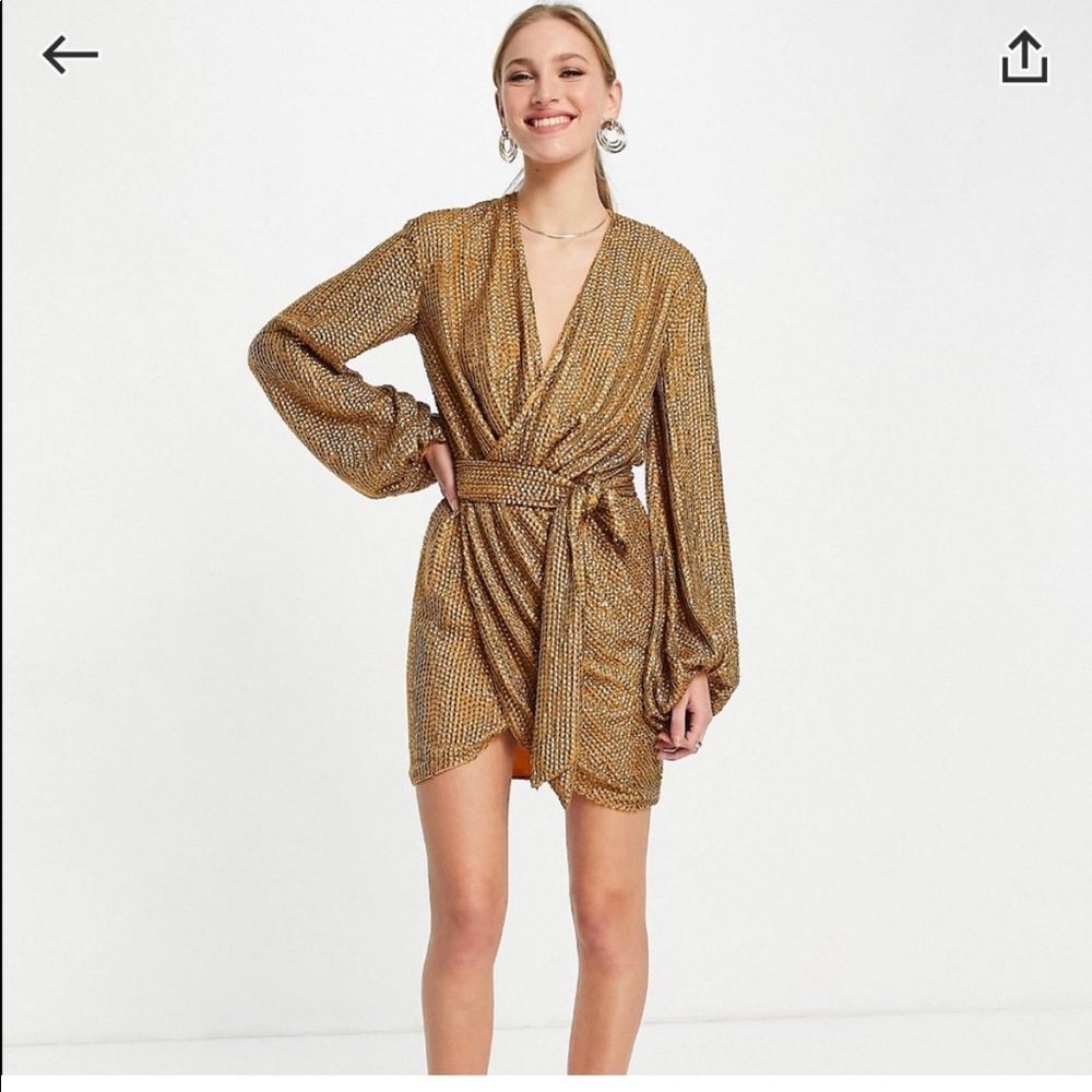 ASOS Sequin Long Sleeve Dress with Belt